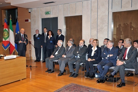 Il Presidente Giorgio Napolitano durante il suo intervento nel corso della cerimonia di insediamento del Comitato Direttivo della Scuola Superiore della Magistratura | Palazzo del Quirinale 24/11/2011