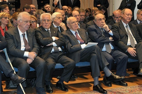 Il Presidente Giorgio Napolitano nel corso della cerimonia di insediamento del Comitato Direttivo della Scuola Superiore della Magistratura | Roma 24/11/2011