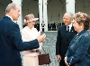 S.M. la Regina Elisabetta II e il Principe Filippo con il Presidente della Repubblica Carlo Azeglio Ciampi e la moglie Franca Pilla durante l'arrivo al Quirinale.