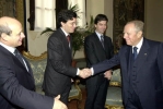  Il Presidente Ciampi saluta il Presidente della Regione Toscana Claudio Martini .A fianco il Presidente della Provincia Michele Gesualdi ed il Sindaco di Firenze Leonardo Domenici.