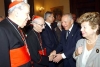 Il Presidente Ciampi, con la moglie Franca, saluta i Cardinali Ersilio Tonini ed Achille Silvestrini al suo ingresso nella Sala della Bandiera per l'incontro con le Autorità istituzionali,politiche,civili e militari ed i Sindaci della Provincia