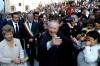 Il Presidente Ciampi in compagnia della moglie Franca, al suo arrivo in città, prima tappa della tre giorni in toscana.
