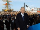 Il Presidente Ciampi al suo arrivo in Piazza Unità d'Italia.