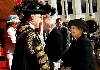 Il Presidente Ciampi, in compagnia della moglie Franca, all'arrivo alla Guildhall (City di Londra) accolti da Lord Mayor e Lady Mayoress