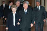 Il Presidente Ciampi insieme alla moglie Franca al suo arrivo per la Messa di preghiera per sua Santit&#224; Giovanni Paolo II
