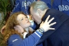 Il bacio ad una Atleta del Presidente della Repubblica Carlo Azeglio Ciampi al termine della colazione al Villaggio Olimpico