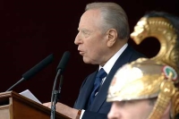 Il Presidente Ciampi durante il suo intervento in occasione della cerimonia di consegna delle Medaglie d'Oro al Merito Civile nella ricorrenza del 61&#176; anniversario della Liberazione