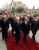 Il Presidente Ciampi accompagnato dal Ministro dell'Interno Giuseppe Pisanu, al suo arrivo sul piazzale del Colosseo per assistere alla rassegna del Corpo Nazionale dei Vigili del Fuoco.