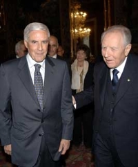 Il Presidente Ciampi accoglie il neo Presidente del Senato Franco Marini