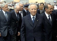 Il Presidente Ciampi accompagnato dal Ministro dell'Interno Giuseppe Pisanu, al suo arrivo in Piazza del Popolo in occasione dei 154&#176; anniversario di fondazione della Polizia di Stato.