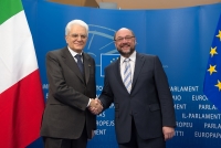 Il Presidente Sergio Mattarella con il Presidente del Parlamento Europeo Martin Schulz