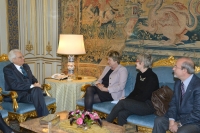 Il Presidente Sergio Mattarella nel corso dell'incontro con i Segretari Generali della C.G.I.L, C.I.S.L. e U.I.L.