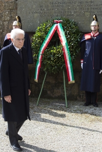 Il Presidente Sergio Mattarella in occasione della cerimonia commemorativa del 71° anniversario dell'eccidio delle Fosse Ardeatine