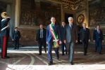 Il Presidente della Repubblica, Sergio Mattarella, al suo arrivo a Palazzo Vecchio
