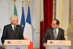 Il Presidente Sergio Mattarella con il Presidente della Repubblica francese François Hollande 