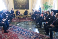 Il Presidente Sergio Mattarella nel corso dei colloqui con il Presidente della Repubblica d'Armenia, Serzh Sargsyan