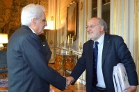 Il Presidente Sergio  Mattarella con Pier Virgilio Dastoli, Presidente del Consiglio Italiano del Movimento Europeo