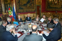 Il Presidente Sergio  Mattarella nel corso della riunione del Consiglio Supremo di Difesa