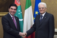 Il Presidente Sergio Mattarella con Gurbanguly Berdimuhammedov, Presidente del Turkmenistan