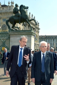 Il Presidente Sergio Mattarella con Piero Fassino, Sindaco di Torino
