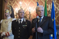 Il Presidente Sergio Mattarella con il Generale di Corpo d'Armata Tullio Del Sette, Comandante Generale dell'Arma dei Carabinieri, in occasione del 201° anniversario della costituzione dell'Arma dei Carabinieri