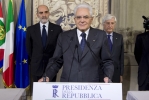 Il Presidente della Repubblica Sergio Mattarella nel corso della dichiarazione al termine delle consultazioni