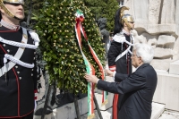 Il Presidente Sergio Mattarella a Vittorio Veneto ,depone una corona di alloro al Monumento ai Caduti, in occasione del 74° anniversario della Liberazione
