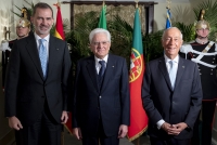 Il Presidente Sergio Mattarella con il Presidente della Repubblica portoghese Marcelo Rebelo de Sousa e il Re di Spagna Felipe VI in occasione del XIII Simposio COTEC
