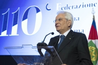 Il Presidente della Repubblica Sergio Mattarella in occasione della cerimonia per i 110 anni della fondazione della Federazione Italiana Scherma