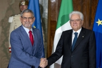Il Presidente Sergio Mattarella con il Presidente della Repubblica di Cabo Verde Jorge Carlos de Almeida Fonseca