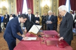 Il Presidente della Repubblica Sergio Mattarella con il Presidente del Consiglio dei Ministri Giuseppe Conte in occasione del giuramento
