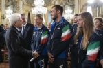 Il Presidente Sergio Mattarella nel corso dell'incontro con gli atleti di 