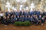 Il Presidente Sergio Mattarella nel corso dell'incontro con gli atleti dei Campionati del Mondo di Nuoto di Gwangju 2019
