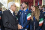 Il Presidente Sergio Mattarella nel corso dell'incontro con gli atleti dei Campionati del Mondo di Nuoto di Gwangju 2019
