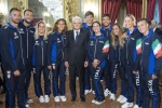 Il Presidente Sergio Mattarella nel corso dell'incontro con gli atleti dei Campionati del Mondo di Nuoto di Gwangju 2019
