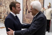 Il Presidente Sergio Mattarella con Emmanuel Macron, Presidente della Repubblica francese