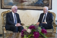 Il Presidente della Repubblica, Sergio Mattarella, con il Presidente della Repubblica Federale di Germania, Frank-Walter Steinmeier, in Visita di Stato, durante i colloqui
