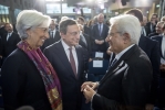 Il Presidente della Repubblica Sergio Mattarella con Mario Draghi, Presidente della BCE e Chrisitne Lagarde, Presidente designata della Banca Centrale Europea