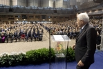 Il Presidente della Repubblica Sergio Mattarella alla cerimonia in ricordo del Sen. Benigno Zaccagnini, in occasione del 30° anniversario della scomparsa.
