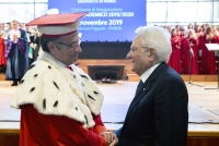 Il Presidente della Repubblica Sergio Mattarella con il Rettore Paolo Andrei, in occasione della cerimonia di inaugurazione dell’anno accademico 2019-2020 dell’Università degli Studi di Parma.
