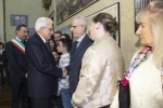 Il Presidente della Repubblica Sergio Mattarella a Palazzo Marino, saluta i familiari delle vittime della strage di Piazza Fontana