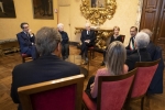 Il Presidente della Repubblica Sergio Mattarella a Palazzo Marino con alcuni parenti delle vittime della strage di Piazza Fontana in occasione del 50° anniversario della strage 