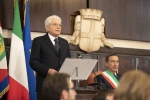 Il Presidente della Repubblica Sergio Mattarella a Palazzo Marino di Milano, in occasione del 50° anniversario della strage di Piazza Fontana

