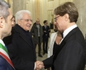 Il Presidente della Repubblica Sergio Mattarella  al suo arrivo al Teatro Regio saluta il Maestro Roberto Abbado