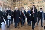 Il Presidente Sergio Mattarella nel corso della visita al Palazzo della Ragione
