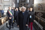 Il Presidente Sergio Mattarella nel corso della visita alla Cappella degli Scrovegni