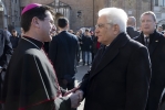 Il Presidente Sergio Mattarella al suo arrivo alla Basilica di Sant'Antonio viene accolto da S.E. Rev.ma Mons. Fabio Dal Cin, Delegato Pontificio per la Basilica