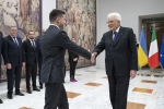 Il Presidente Sergio Mattarella con il Presidente di Ucraina, S.E. il Signor Volodymyr Oleksandrovych Zelenskyy.
