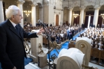 Il Presidente Sergio Mattarella in occasione dell'incontro al Tempio maggiore