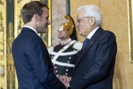  Il Presidente della Repubblica Sergio Mattarella  con il Presidente della Repubblica francese Emmanuel Macron al vertice italo francese